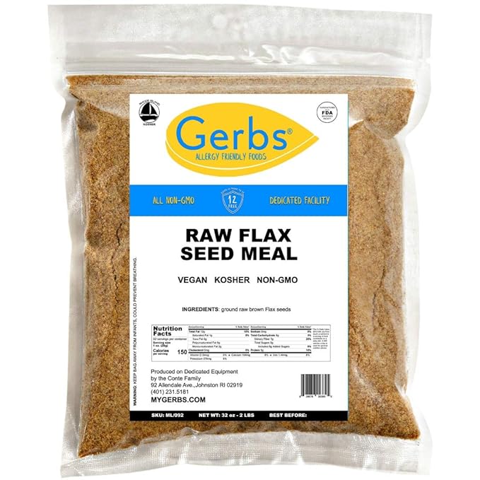 GERBS Flax Seed Meal 2 LBS. Premium Grade | Freshly Harvested &amp Packaged in Resealable Bulk Bag | Non-GMO Keto &amp Paleo Cleared | Improves digestion &amp Relieves constipation | Gluten Peanut