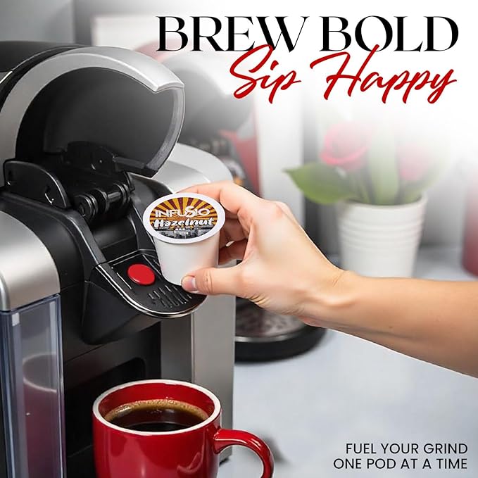 InfuSio Hazelnut Coffee Pods Single Serve Coffee Pods for Keurig K Cups Brewers - Premium Roasted 96 Count
