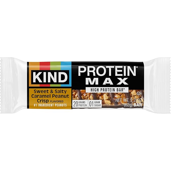 KIND Protein MAX Sweet &amp Salty Caramel Peanut Crisp Snack Bars Keto Friendly 20g Protein 12 Count