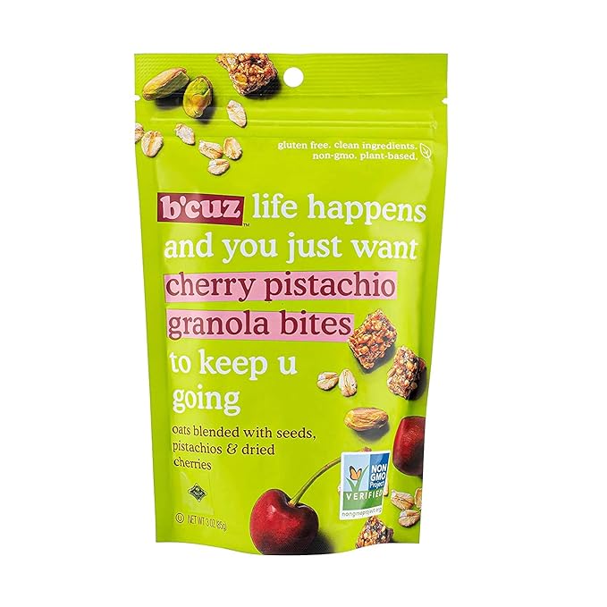 Bcuz Granola Bites 3 oz (Cherry-Pistachio 3 Ounces (Pack of 3))