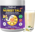 NuBest Tall Vanilla Plant-Based Protein Powder for Kids &amp Teens - Healthy &amp Immunity with Probiotics Omega 3-6-9 Vitamin D3 + K2 Calcium &amp Vitamins - 10 Servings | 2 Week Supply