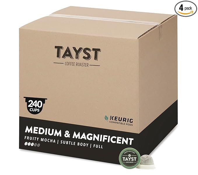 Tayst Coffee Pods Medium &amp Magnificent Medium Roast K Cups Compatible with Keurig Coffee Maker Sustainable Single Serve Pack of 240