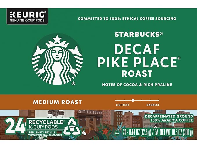 Starbucks Pike Place Decaffeinated Coffee Single-Serve K-Cup 24 Count