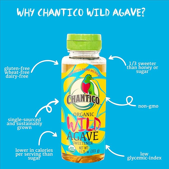 Chantico Agave Organic Sweetener (333g of each 4 pack Wild) Diabetes-friendly Vegan Sugar substitute Easy addition to tea coffee and baked goods Non-GMO Kosher