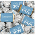 124 Pcs Light Blue Graduation Candy Party Favors Light Blue Wrapped Miniatures &amp Silver Kisses (1.58 lbs Approx. 128 Pcs)