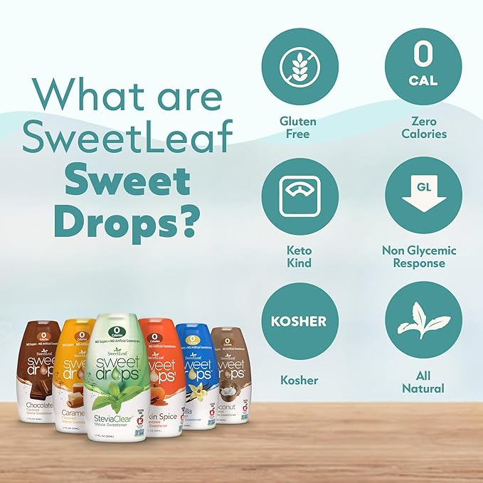 SweetLeaf Sweet Drops - Flavored Stevia Liquid Sweetener Stevia Extract Zero Calories Gluten Free Keto Friendly Non GMO Natural Flavor Sugar Alternative - Variety Pack 1.7 Fl Oz (Pack of 4)