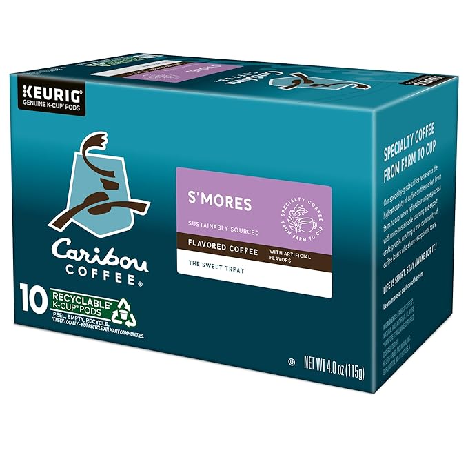 Caribou S’mores Cabin Coffee Single Serve Keurig K-Cup Pods Medium Roast Coffee 60 Count (6 Packs of 10)