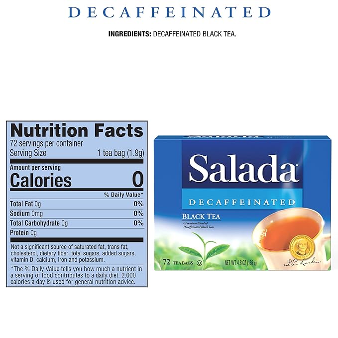 Salada Decaffeinated Black Tea Blended Strong Black Tea with 72 Tea Bags Per Box (Pack of 6) Contains Caffeine Brew Hot Flavored Rich in Antioxidants Original Blend