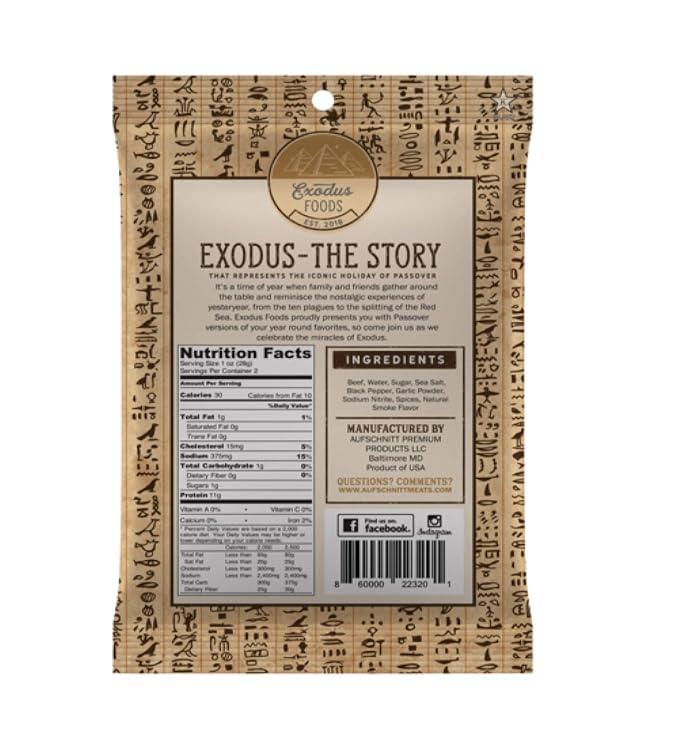 Exodus Passover Beef Jerky | Kosher (Star-K Certified) | Gluten Free (Original 12 Pack) | By Aufschnitt Meats