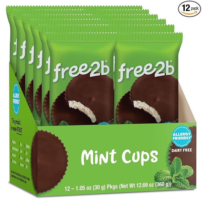Free2b Mint Cups Safe for School and Allergy Friendly Gluten-Free Dairy-Free Nut-Free and Soy-Free 2-Cup Packages (Pack of 12 Mint)