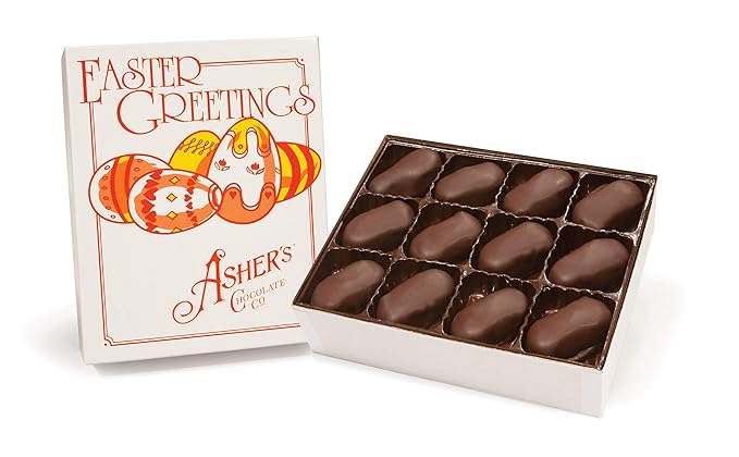 Asher's Chocolates Chocolate Coated Eggs Spring Collection of Easter Eggs Small Batches of Kosher Chocolate Family Owned Since 1892 24 Chocolate Eggs (Dark Chocolate Peanut Butter)