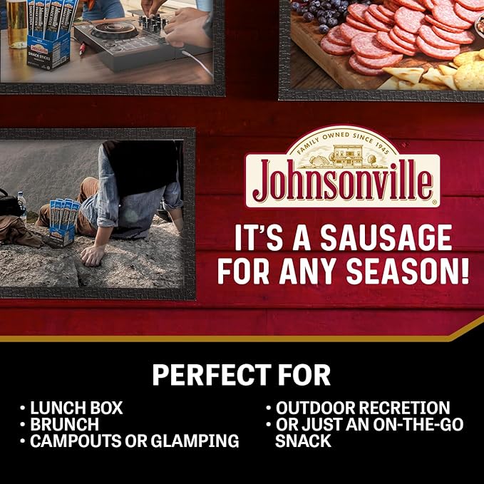 Johnsonville Summer Sausage Snack Sticks - Gluten Free Protein Snacks Jerky Snack Packs - Cheddar 1 oz. 24-Pack
