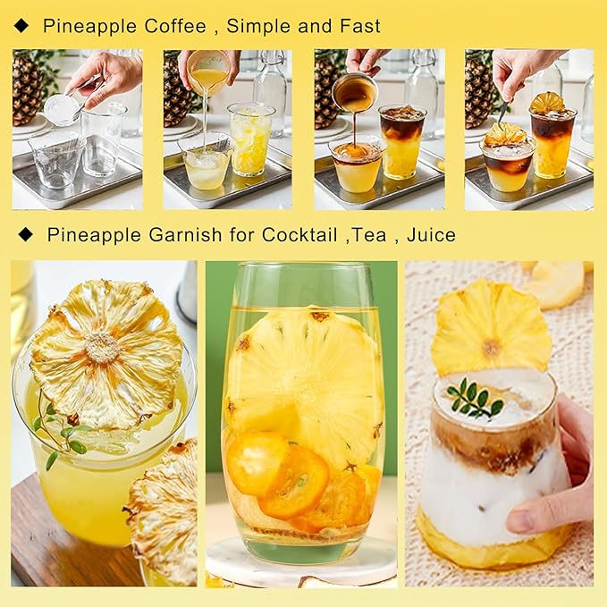 250G Dried Pineapple No Sugar Added Chips - Dehydrated Pine-apples Flowers Cocktail Garnish - Edible Piña Slices Dry Fruit Freeze Natural Dehydrated Fruit for Cake/Drink/Baking