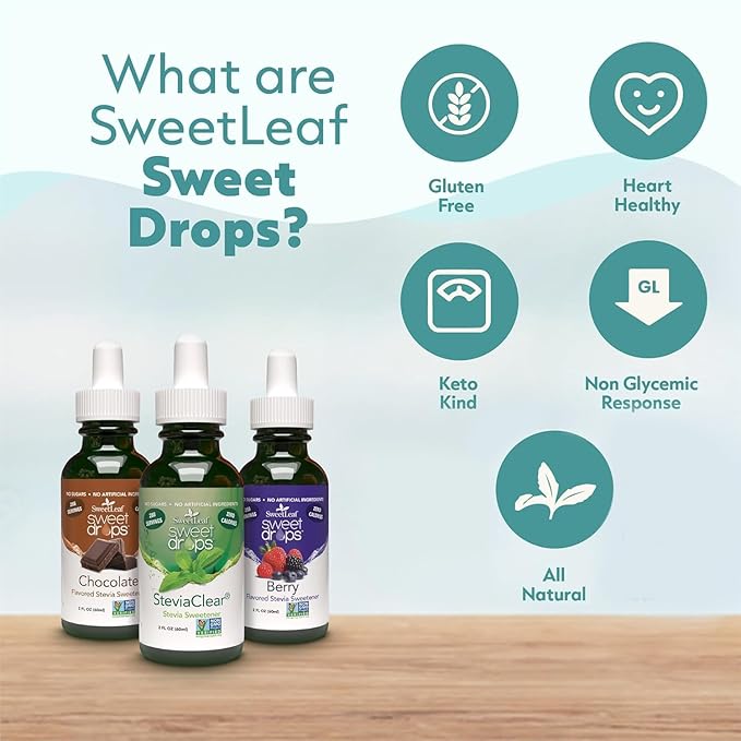 SweetLeaf Sweet Drops - Flavored Stevia Liquid Sweetener Organic Extract Zero Calorie Gluten Free Keto Friendly Non GMO Natural Flavor Sugar Alternative- Stevia Clear 4 Fl Oz (Pack of 2)