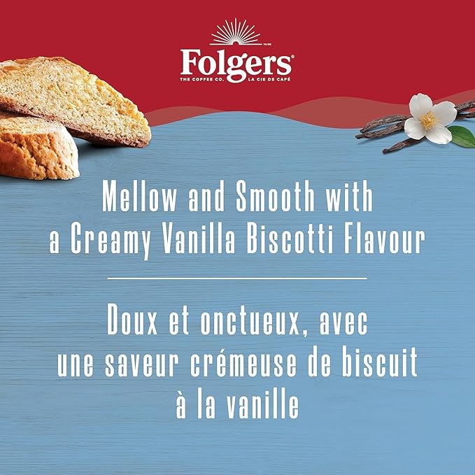 Folgers Vanilla Biscotti Coffee Pods12 Pods108g {Imported from Canada}