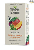 Good Earth Sensorial Blend Flavored Herbal Tea Tropical Mango and Moringa No Artificial Color No Preservatives 15 Bag (Pack of 5)