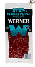 Werner Beef Jerky Slab Pack of 15-1 Ounce Individually Wrapped Meat Snacks (Sea Salt &amp Cracked Pepper)