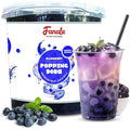 Fanale Blueberry Popping Boba Pearls Vegan Non GMO Gluten Free Fat Free Perfect for Bubble Tea Smoothies Ice Cream Desserts and Beverages.