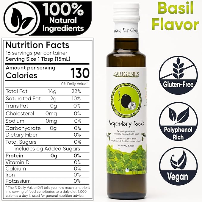 Pack of 4 Extra Virgin Flavored Olive Oil - Garlic Chili Lemon &amp Basil Infused EVOO - Cold Pressed Polyphenol Rich EVOO Intense Flavor Olive Oil Extra Virgin from Laconia 4X250ml
