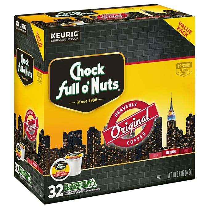 Chock Full o'Nuts Original Coffee Compatible with K-Cup Pods 32 CT (Pack of 3)