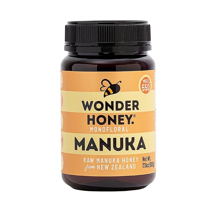 Wonder Honey Raw Manuka Honey New Zealand MGO550 (15+) Tested for 26 Markers Traceable Natural Soothing for Sore Throat Cough - Aids Digestion - Triple Sealed for safety in a Protective Box (1.1lb)