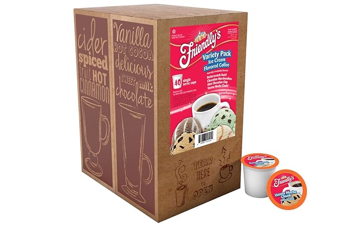 Friendly's Coffee Pods Assorted Flavored Ice Cream Variety Pack Compatible with Keurig K Cup Brewers Assorted Variety Pack 40 Count (Pack of 1)