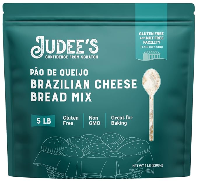 Judee's Brazilian Cheese Bread Mix 5 lb - Non-GMO and Just Add Water- Great for preparing in advance and making fresh - Gluten-Free and Nut Free Facility