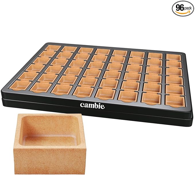 Cambie Mini Square Vanilla Tart Shells 33mm (1.3) Diameter French Style Tart Shells White Chocolate Coating Pack of 96