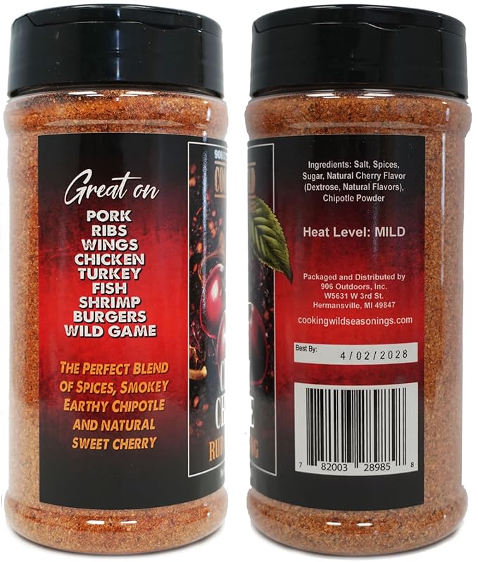 Two Pack-Maple Bourbon Rub-Seasoning + Cherry Chipotle Rub-Seasoning Great for Ribs Pulled Pork Wings Brisket Salmon Shrimp Turkey Chicken.