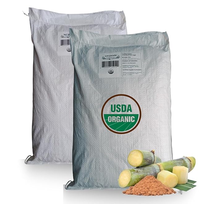 Just Panela Organic Unrefined Cane Sugar 22 Pound Pack of 2 | 100% Unprocessed Raw Sugar | Panela Great for Baking Cooking &amp Sweetening | Healthier Alternative to Regular Refined Sugar