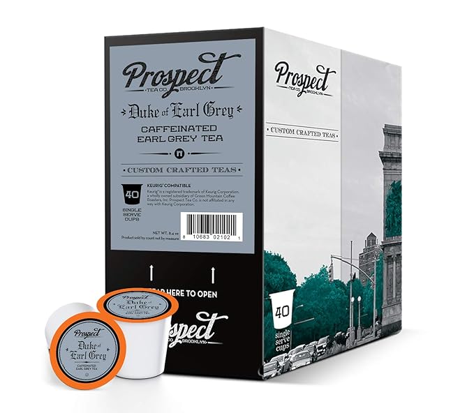 Prospect Tea Co. Duke Of Earl Grey Tea Pods Compatible with K Cup Brewers Including 2.0 40 Count