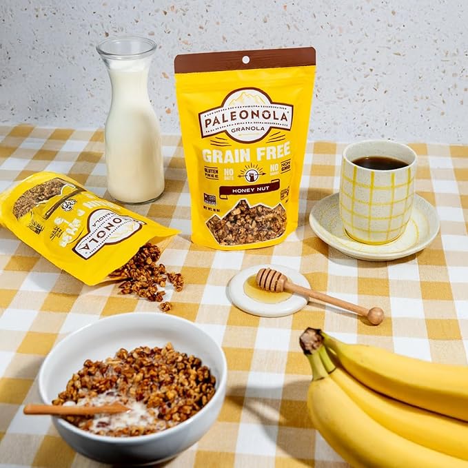 Paleonola Honey Nut Grain Free Granola 10 Oz Resealable Bag (Pack of 2) - Grainless Paleo Granola Blended with Organic Honey Coconut Oil Pecans Vanilla Extract &amp Sea Salt - Gluten &amp Dairy