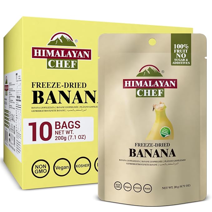 Himalayan Chef Freeze-Dried Fruit Freeze-Dried Banana Crisp 20g/EACH 10 Bags | Healthy Snacks Organic Fruits Snacks | Ideal Snacks for Kids &amp Adult