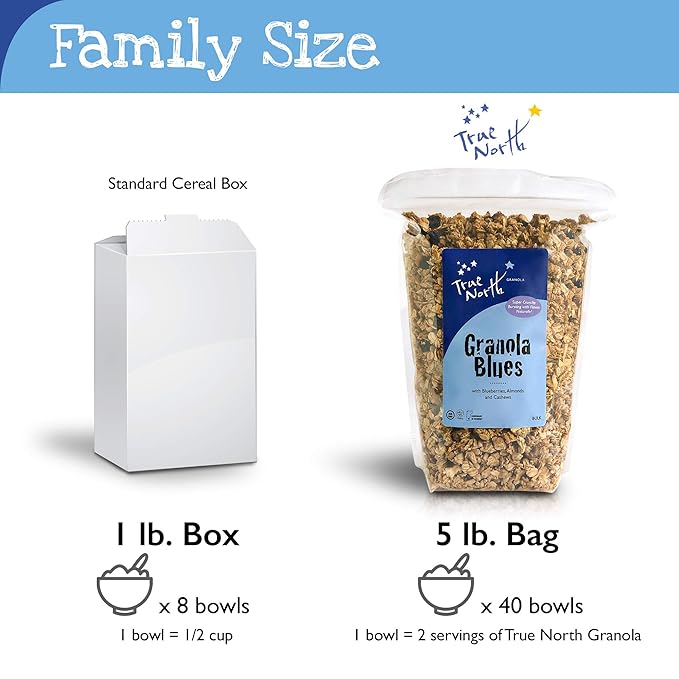 True North Granola – Granola Blues with Dried Blueberries Almonds and Cashews All Natural and Non-GMO Bulk Bag 5 lb.