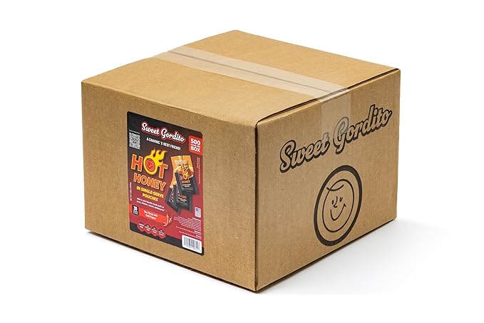 Sweet Gordito Spicy Hot Honey 9g Sachet box of 500u – Pure Natural Honey Infused with Chili | Single-Serve Hot Honey Packet | Perfect for Pizza Wings BBQ Cheese Tacos &amp Snacks | No Additives