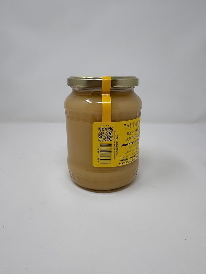 Altay Raw Acacia Honey - 100% Pure Unfiltered Unpasteurized Ethically Sourced - Glass Jar 908g / 35.2oz