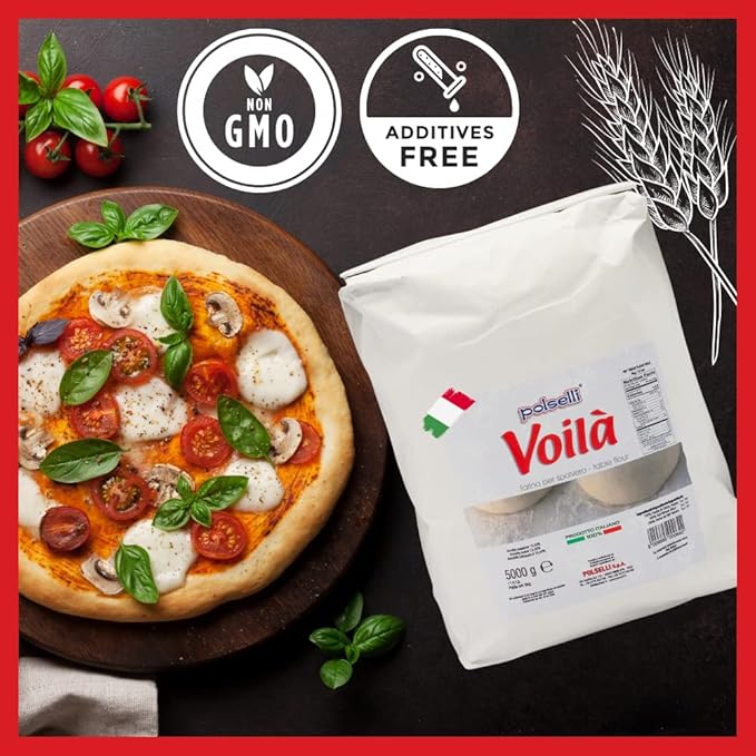 Voila Table and Dusting Flour Soft Wheat Pizza Baking Pasta Italy Spolvero All Natural Non GMO Not Bleached(5 kg) 11 lbs Polselli