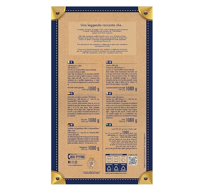 Caffè Borbone Espresso Paper Pods Half-Caff Medium Roast ESE Pods Authentic Italian Espresso - 150 Count