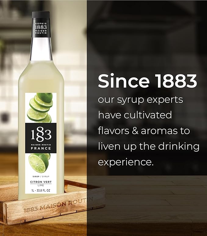 1883 Lime Syrup for Drinks Made in France 1 Liter Glass Bottle