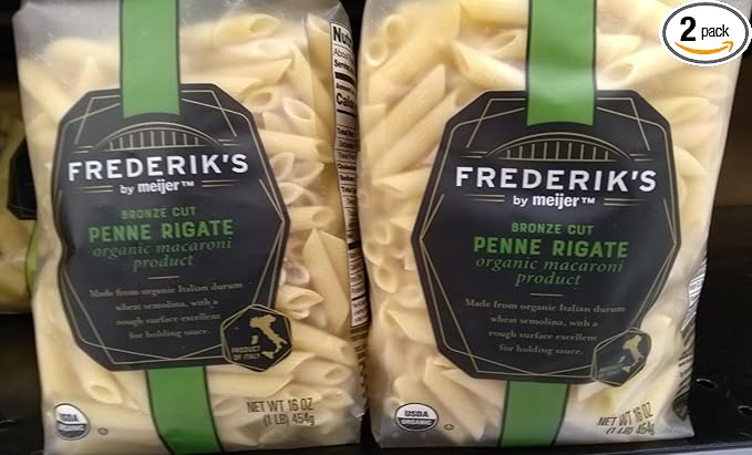 Organic Macaroni Bronze Penne Rigate Pasta (2 Bags 16 oz. each)