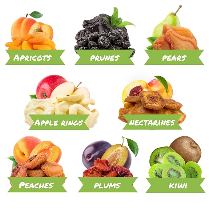 Dried Mixed Fruit with Prunes by It's Delish 2 lbs (32 Oz) Jumbo Container | Snack Mix of Prunes Apricots Plums Apple Rings Nectarines Peaches Pears Kiwi Slices | Dry Fruits - Vegan Kosher Hea