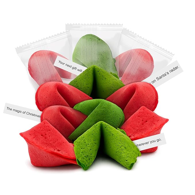 4E's Novelty Christmas Fortune Cookies Bulk 50 Individually Wrapped Funny Fortune Cookies with Holiday Sayings for Kids &amp Adults Perfect Christmas Candy Snacks Party Favors &amp Treats