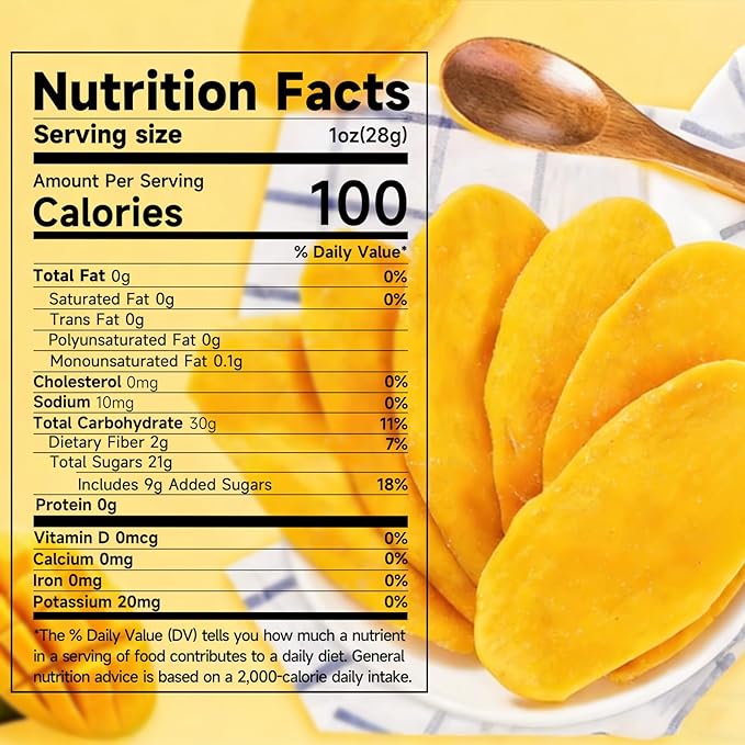 Dried Mango Slices Naturally Ripened Mangos Dried Fruits Delicious Texture Soft &amp Juicy Low Sugar Added Dried Mango Natural Fruit Snack Ideal for On-the-Go Yogurt Cake Decorating(17.6oz)