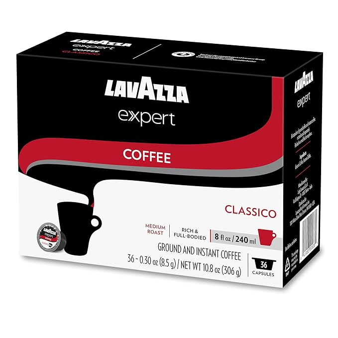 Lavazza Expert Classico Coffee Capsules Medium Roast Arabica and Robusta Blend Compatible with Lavazza Classy Plus Machine (72 Capsules)
