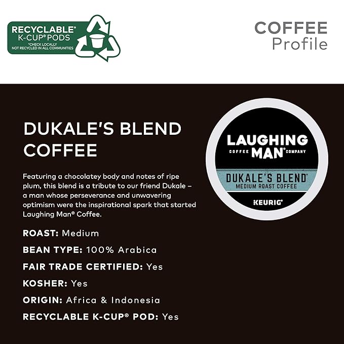 Laughing Man Dukale's Blend Single-Serve Keurig K-Cup Pods Medium Roast Coffee 16 Count