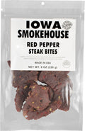 IOWA SMOKEHOUSE Steak Bites Red Pepper - Tender Nugget Meat Snack - All Natural &amp Gluten Free - 9g of Protein All USA Beef - 8 Oz (resealable bag)