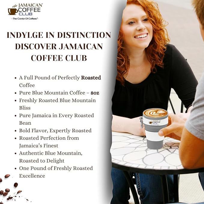 JamaicanCoffeeClub 100% Jamaican Blue Mountain Coffee Ground RG 8oz Fresh Roasted Beans Smooth Bold Flavor Premium Coffee from Jamaica Medium Grind Rich Taste Gourmet Blend