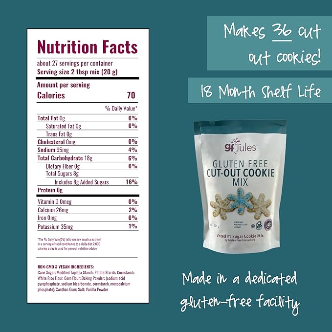 gfJules Certified Gluten Free Original &amp Cut Out Cookie Baking Mix | No Grit Non-GMO Vegan Kosher &amp Top 9 Allergen Free | Alternative to Regular Cookie Mixes