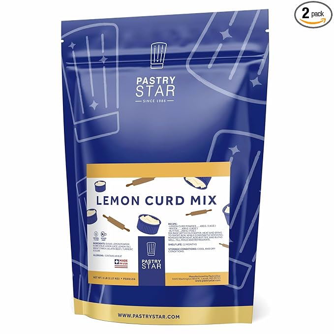 Pastry Star Lemon Curd Mix French Crème Citron Natural Powder Blend 2 Packs of 5 lb Premium Baking Ingredient