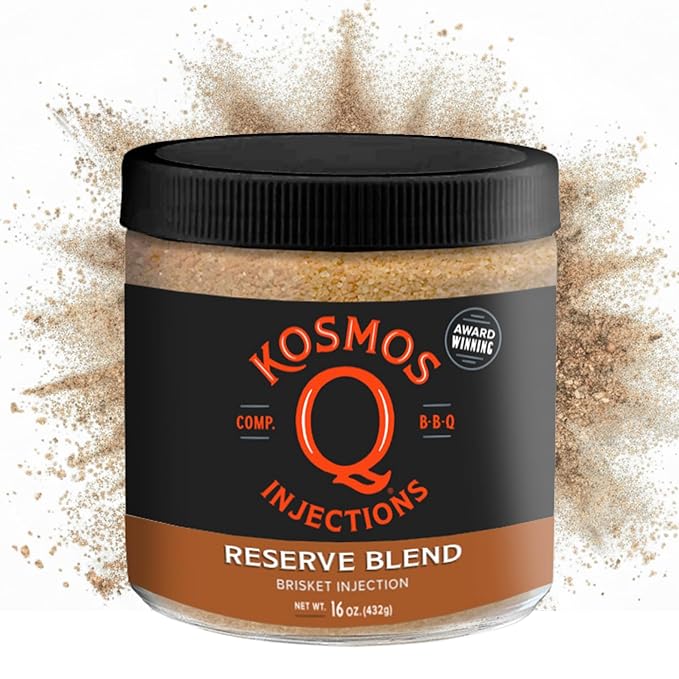 Kosmos Q Reserve Blend Brisket Injection Premium Beef BBQ Marinade for Tender &amp Juicy Brisket Phosphate-Enhanced for Moisture Retention Competition-Grade Seasoning Gluten Free 16 Oz Jar